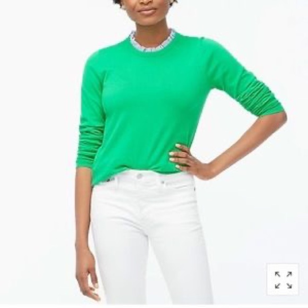 J. Crew Factory Green Ruffle Trim Sweater Size Medium
